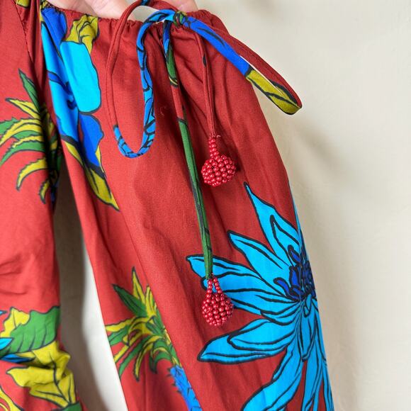 NWT Anthropologie Farm Rio Long Sleeve Floral V Neck Cut Out Midi Dress XXS - Picture 8 of 16